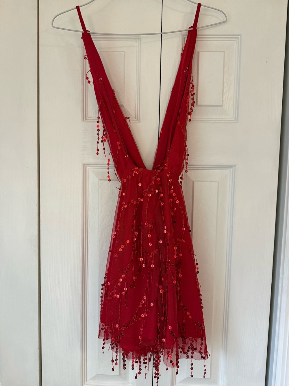 Hello Molly Bright Red Sequin Party Dress - Picture 3 of 5